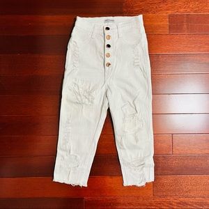 Fashion Nova High-Rise Button-Down White Shorts